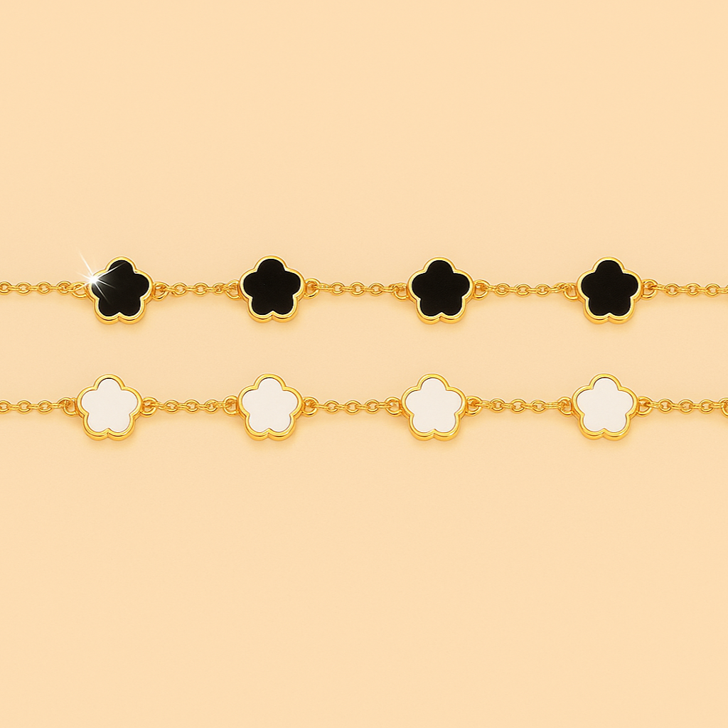 Colorful Flower Thin Chain Bracelet Set