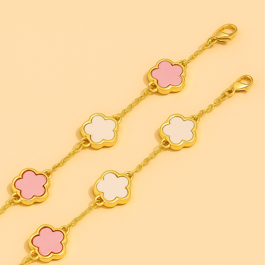 Colorful Flower Thin Chain Bracelet Set
