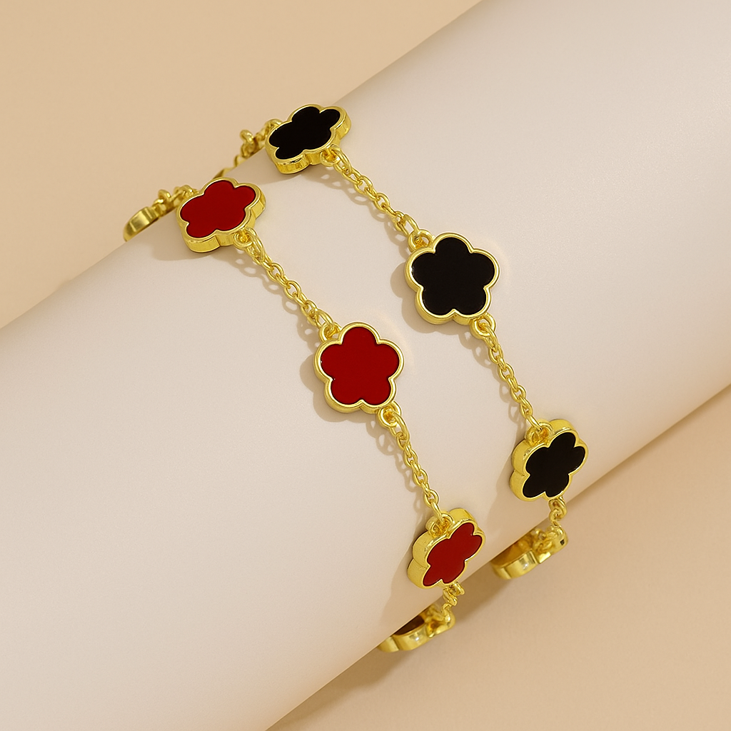 Colorful Flower Thin Chain Bracelet Set