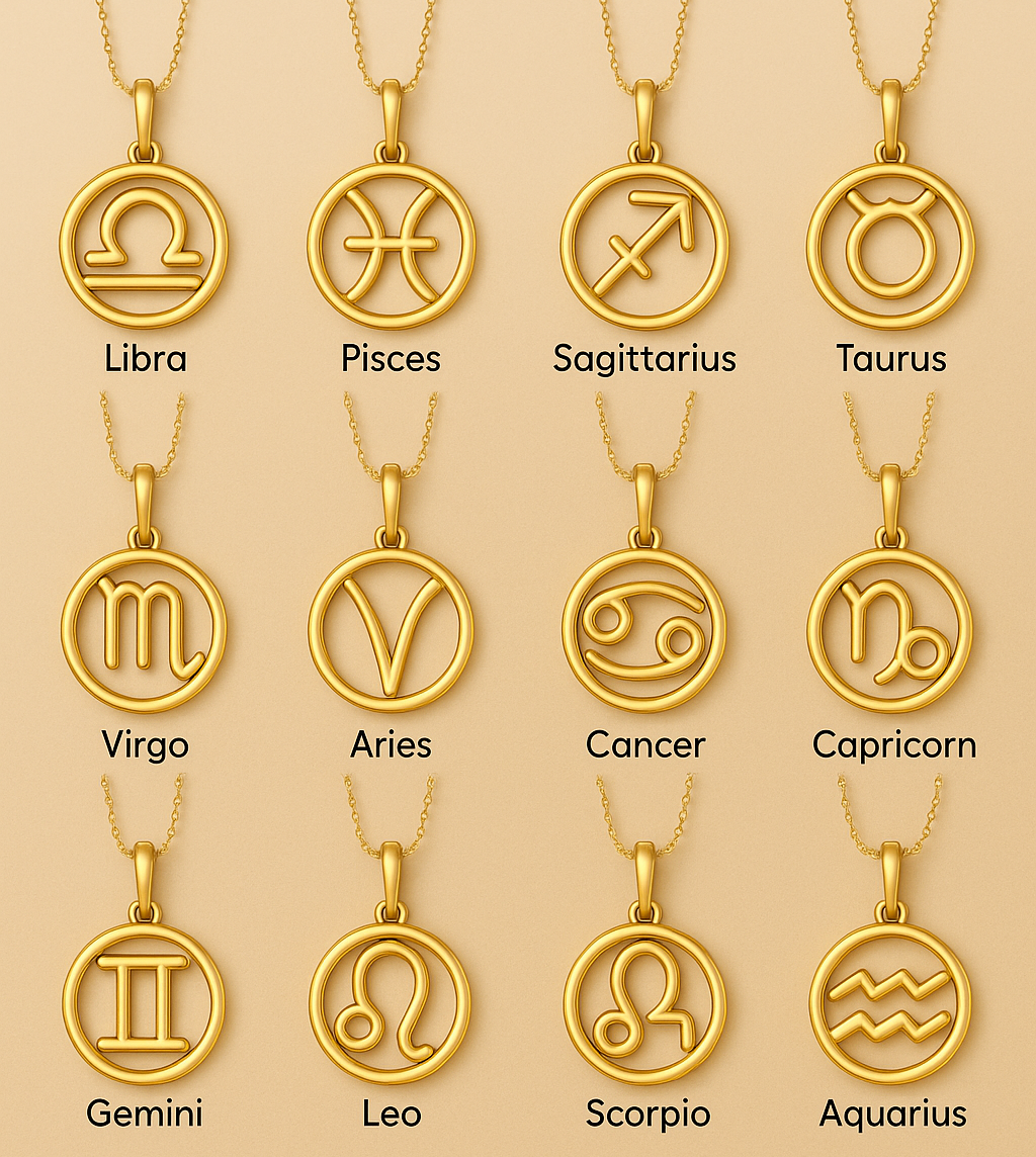 18k Gold Zodiac Pendant Necklace