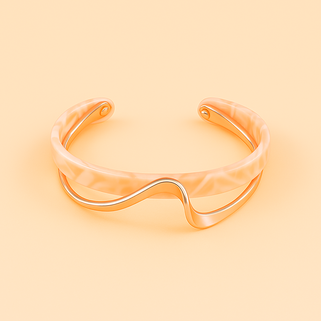 Geometric irregular open bracelet with shiny finish