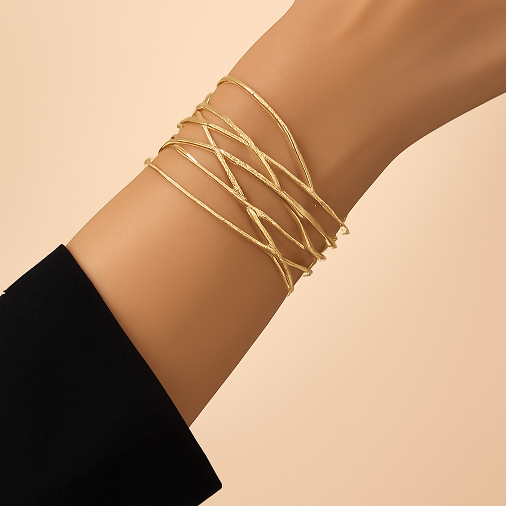 Chic geometric open cuff bracelet for women
