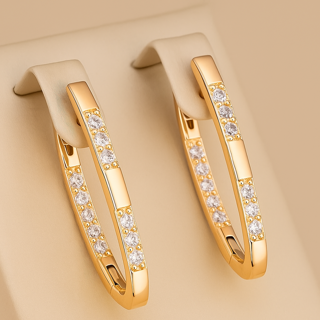 Luxury White Cubic Zirconia Hoop Earrings – Elegant Sparkle