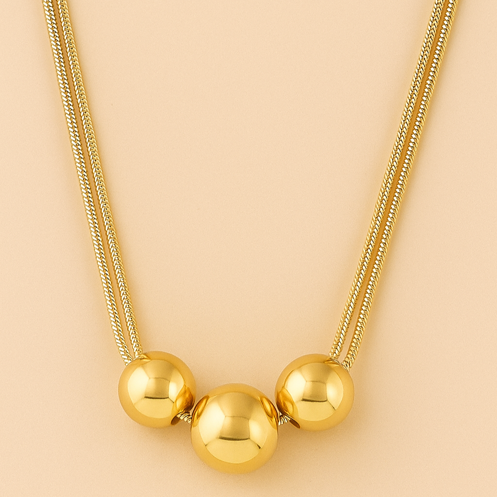 Fine Layered Beaded Necklace - Delicate Keybone Look