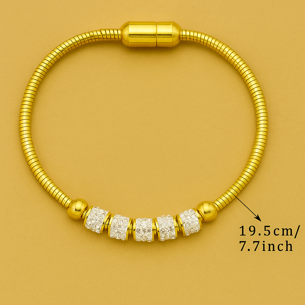 Gold Cylindrical Chain Bracelet - For Men and Women
