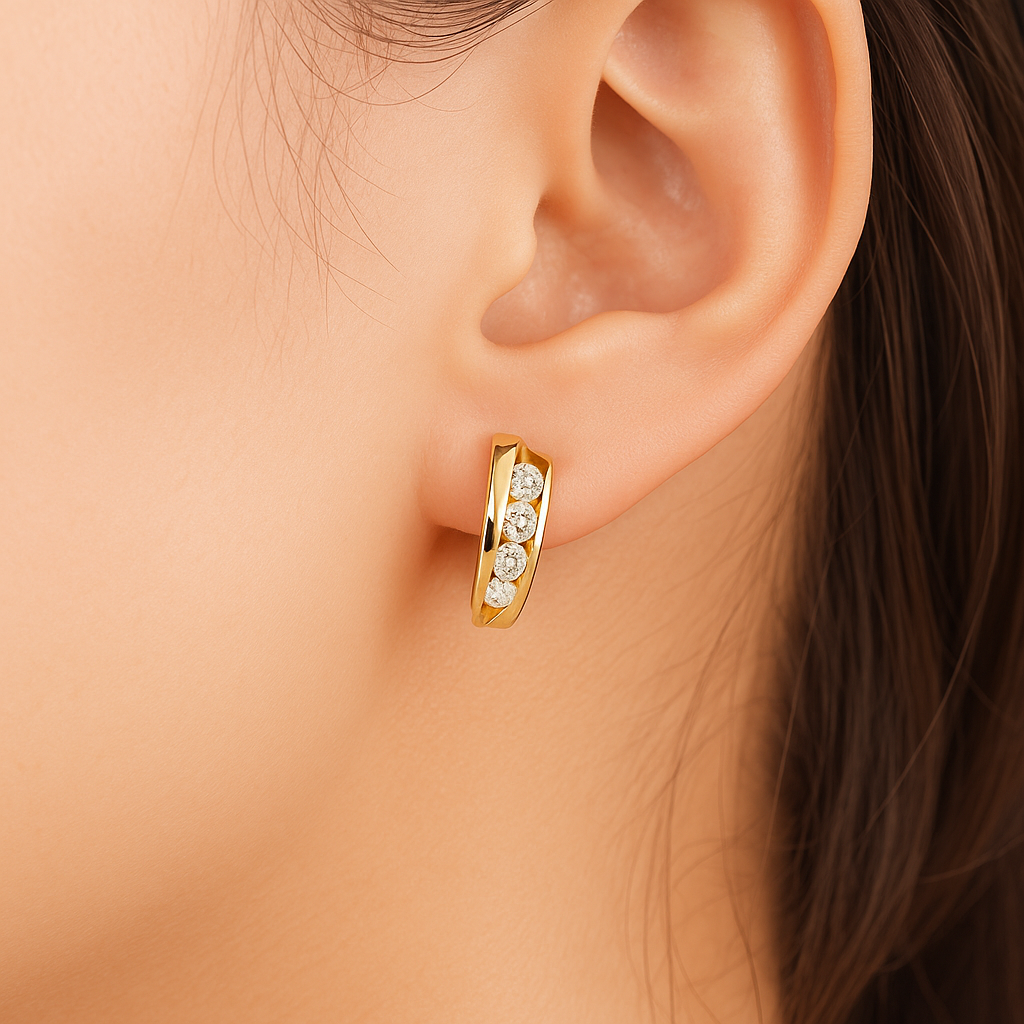 Luxurious Zirconia-Inlaid Hoop Earrings
