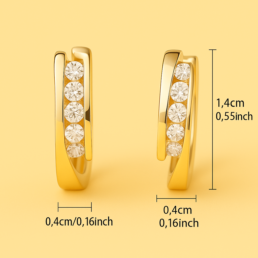 Luxurious Zirconia-Inlaid Hoop Earrings