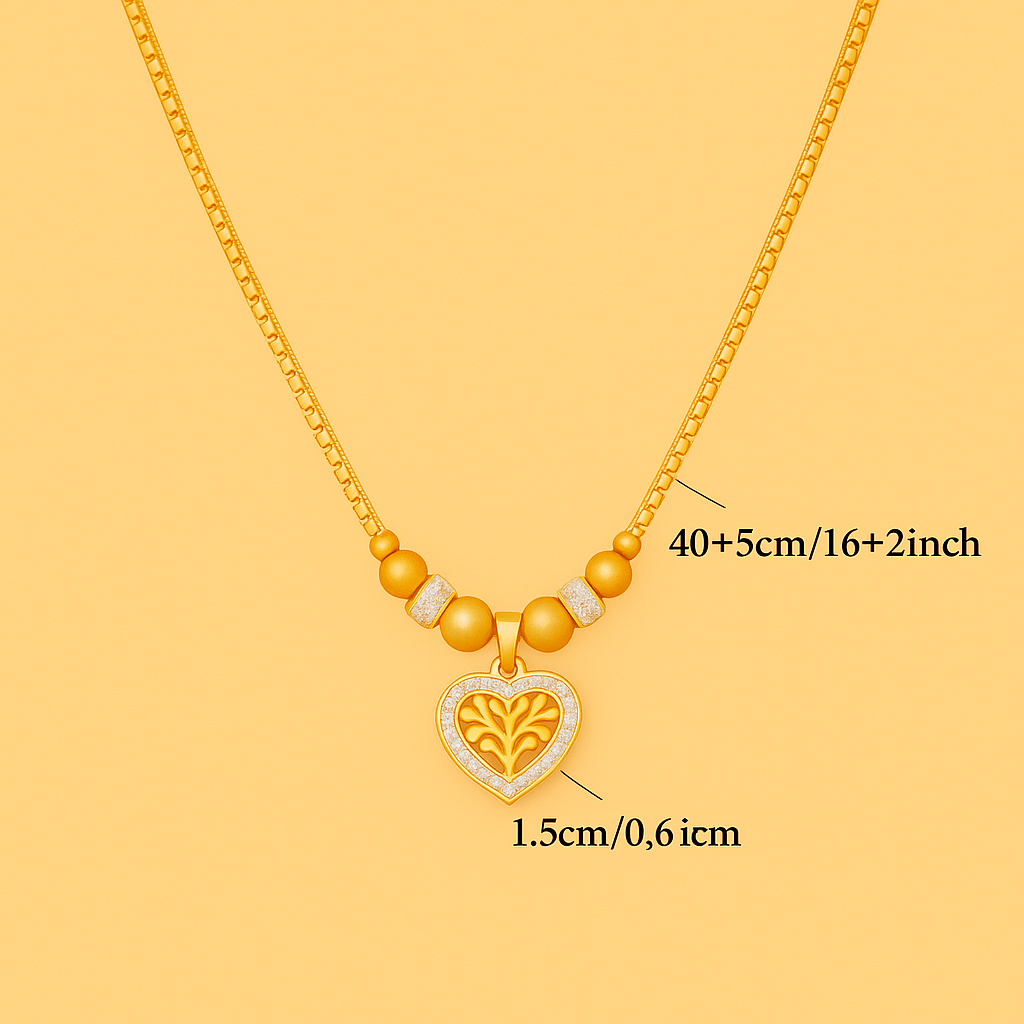 Gold Pendant Necklace with Heart-Shaped Tree | Unisex Jewelry