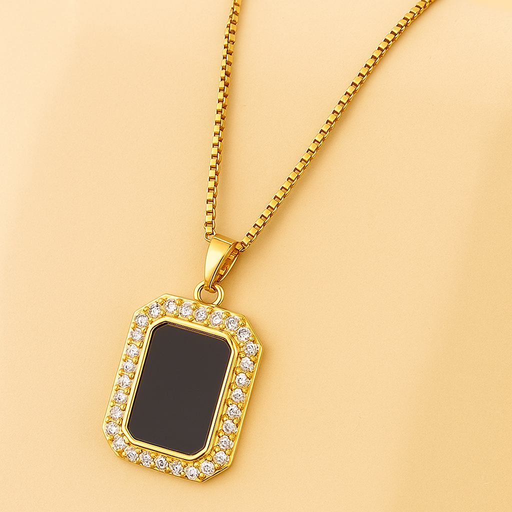 Elegant black pendant necklace with sparkling accents