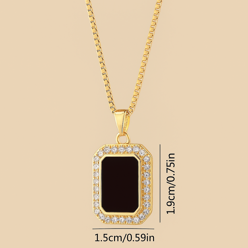 Elegant black pendant necklace with sparkling accents