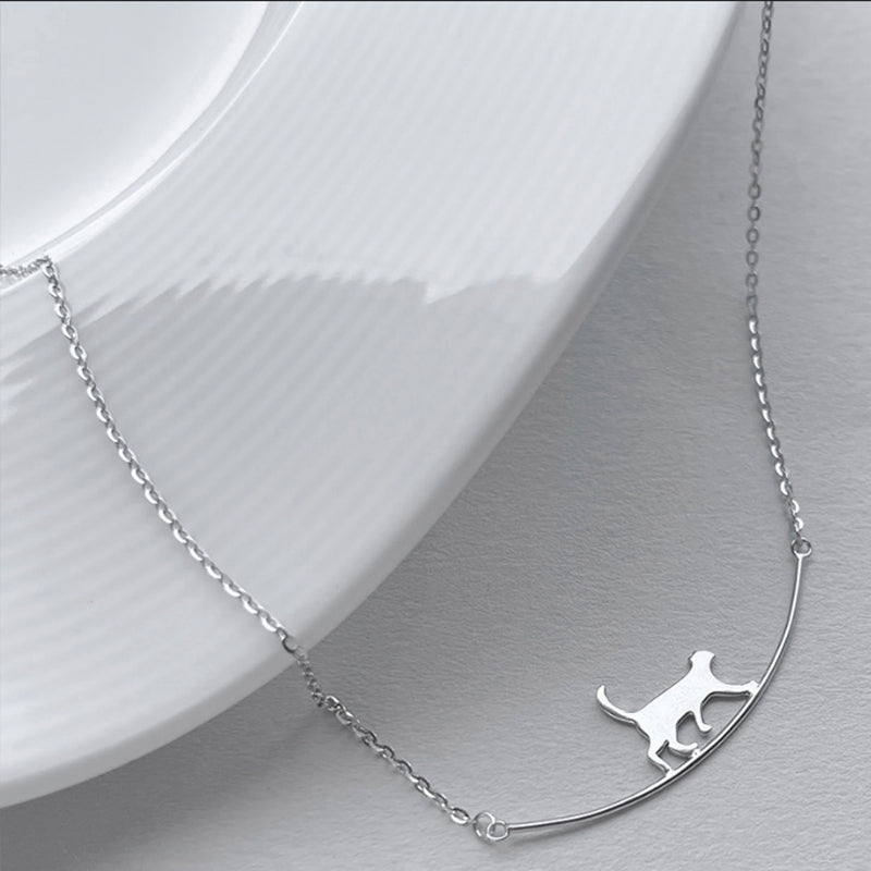 Sterling Silver Climbing Cat Necklace