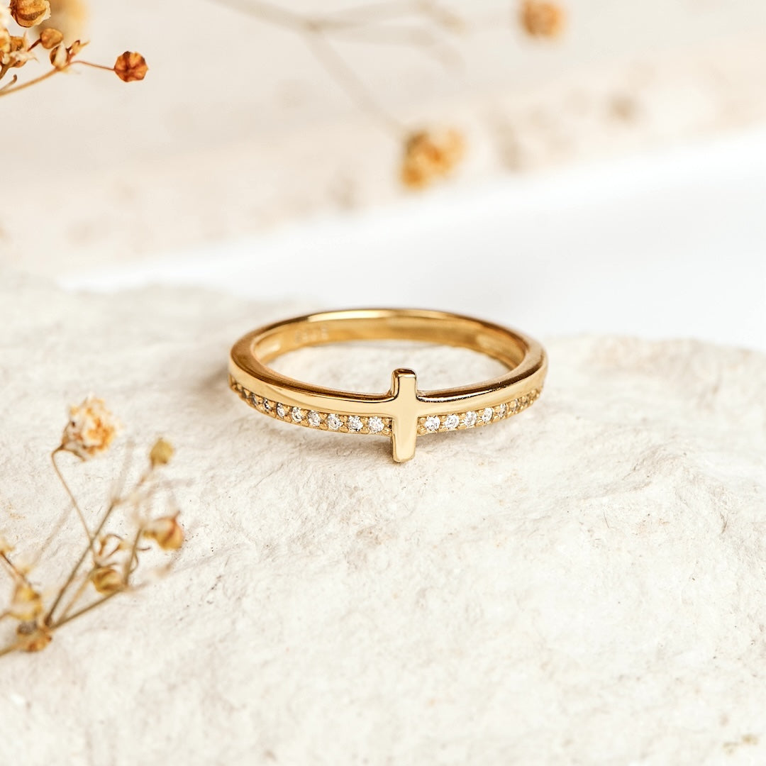 To My Daughter "Pray On It" - Golden Cross Ring