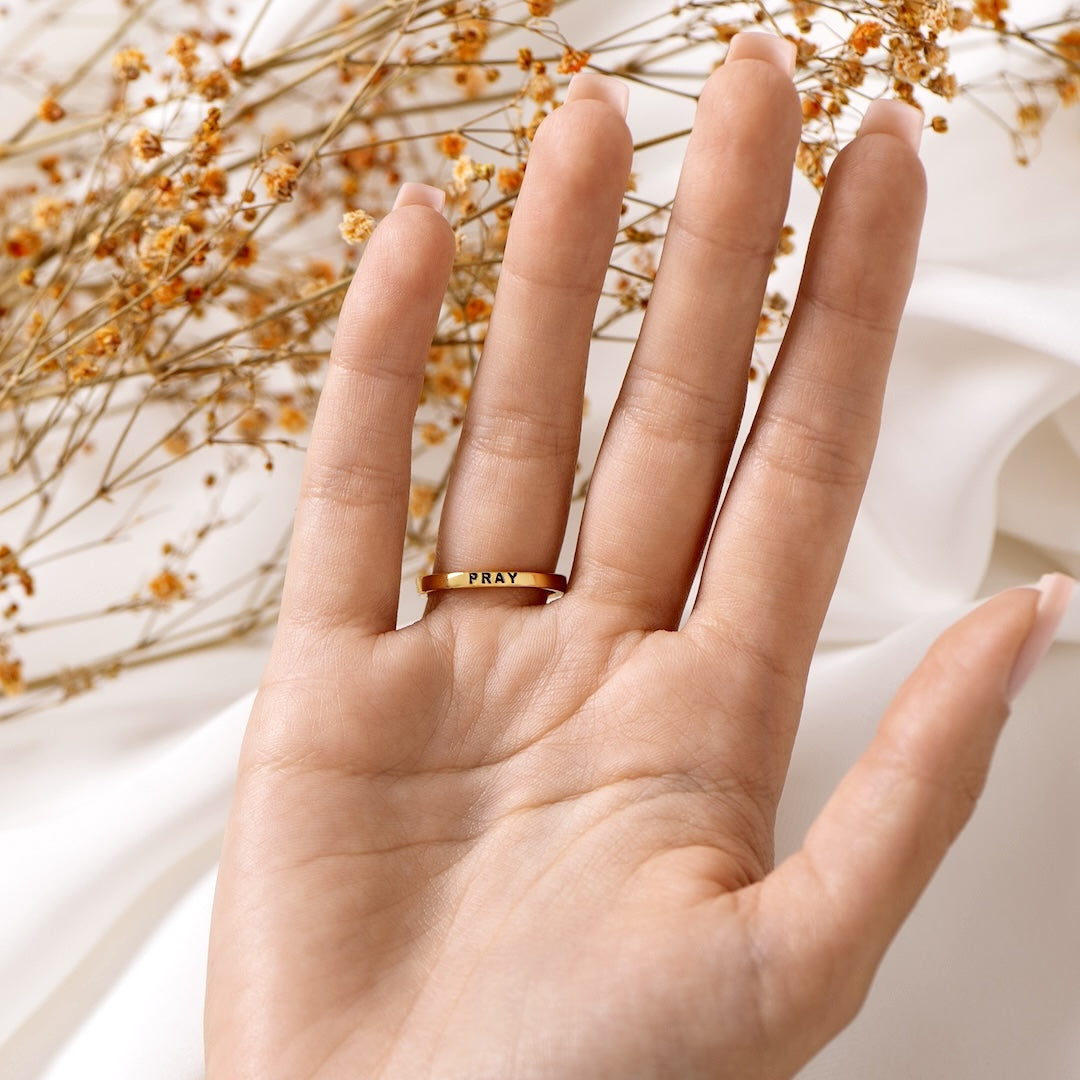 To My Daughter "Pray On It" - Golden Cross Ring