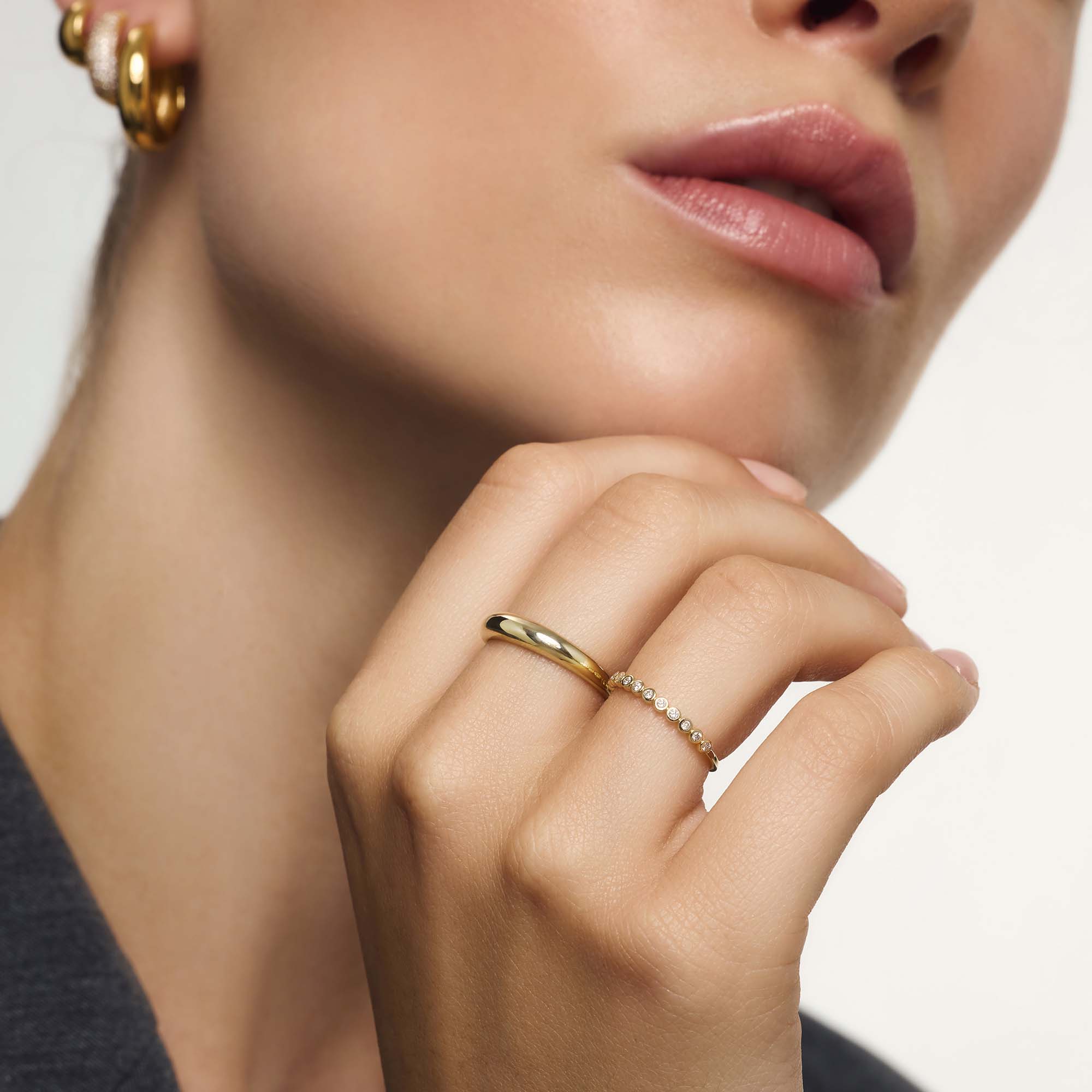Diamond-Set Bubble Band | 14k Gold Sparkle