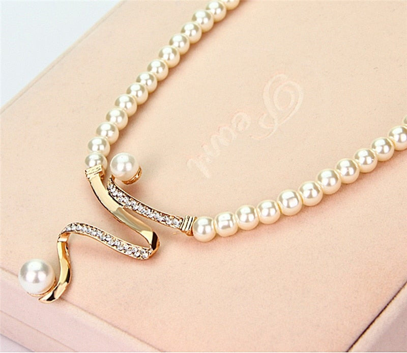 Genuine Pearl Necklace and Earring Set