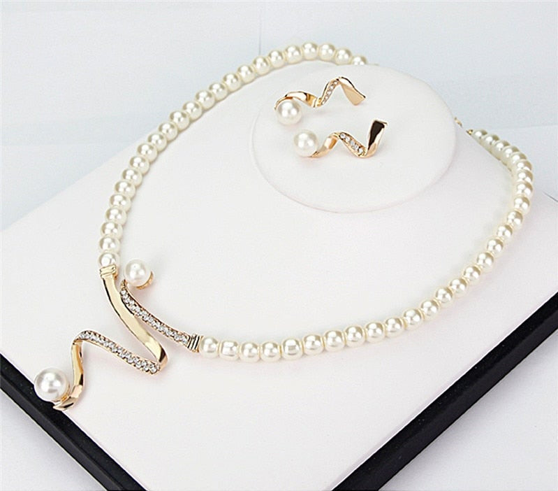Genuine Pearl Necklace and Earring Set