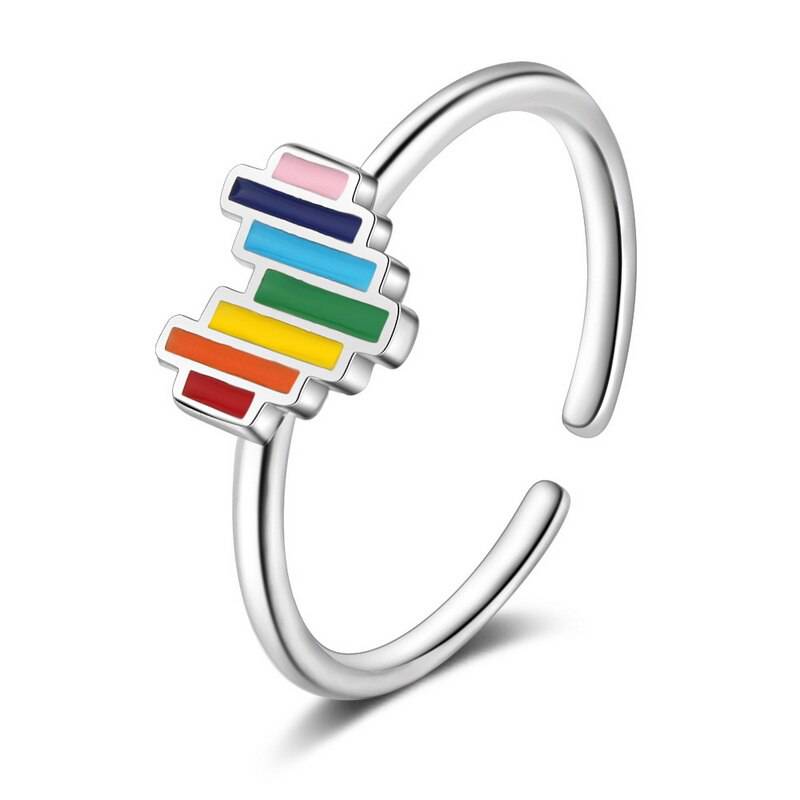 Rainbow crown heart ring (open) - vintage design with LGBT pride