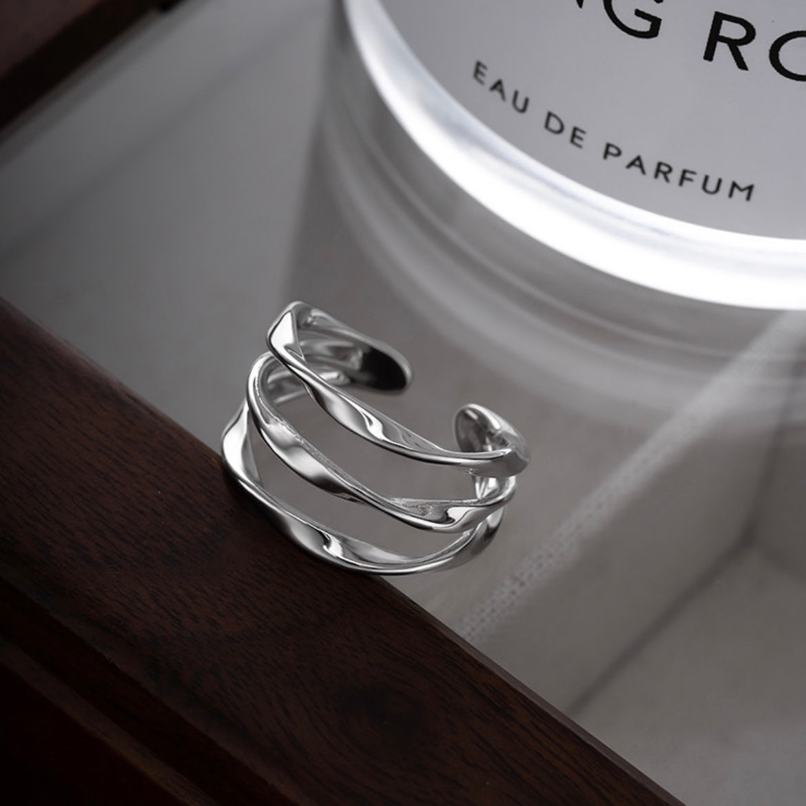 Sterling Silver Minimalist Triple Twist Line Ring