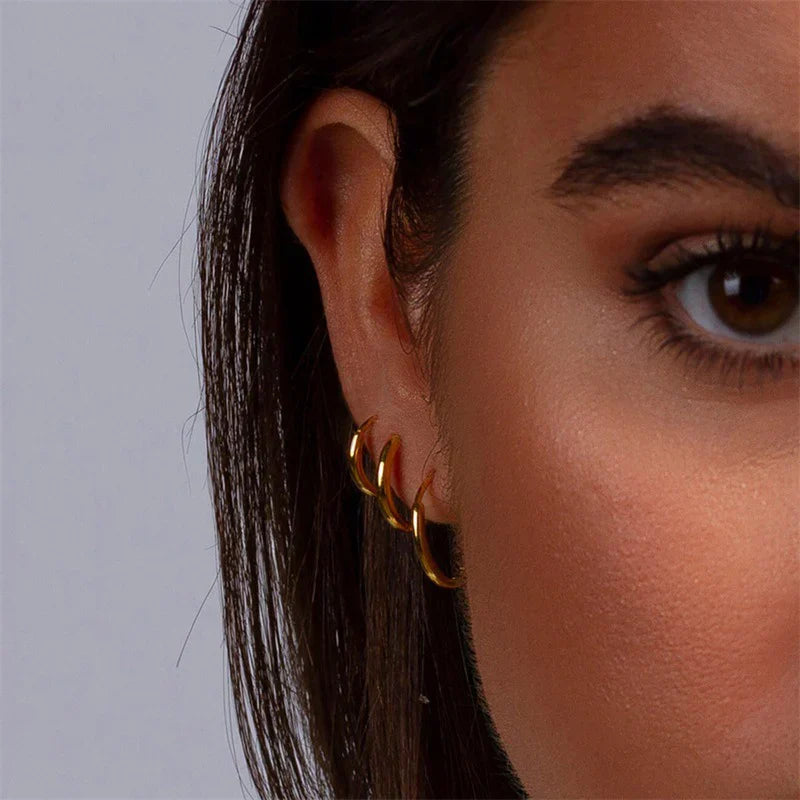 Luxury Triple Hoop Earrings