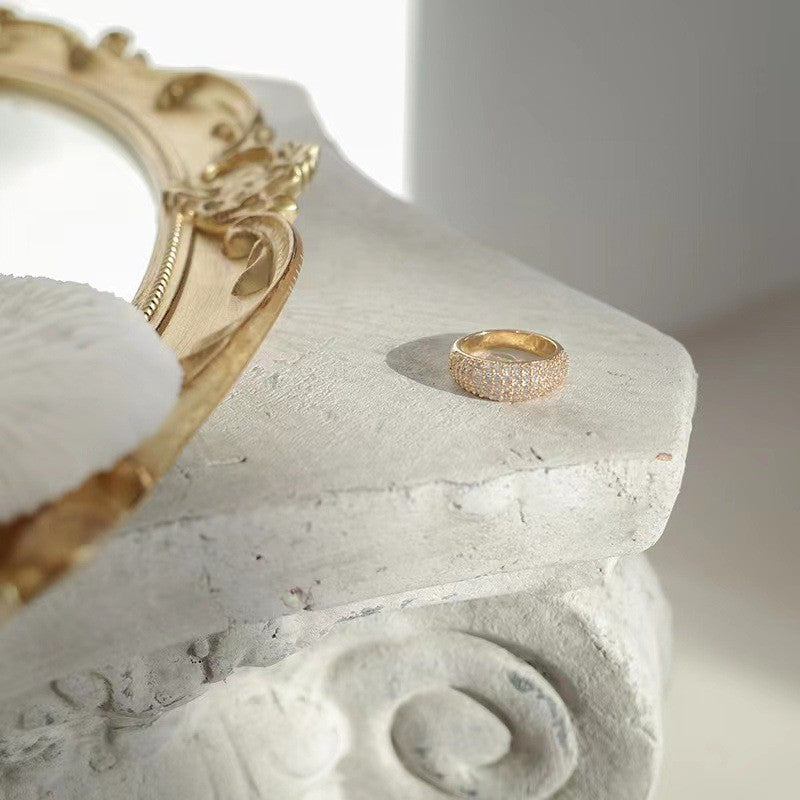 Gold Ring With Crystal Dome