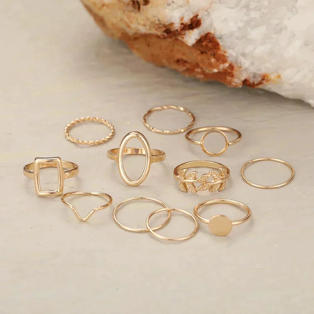 11-Piece Vintage Silver Ring Set — Timeless & Versatile