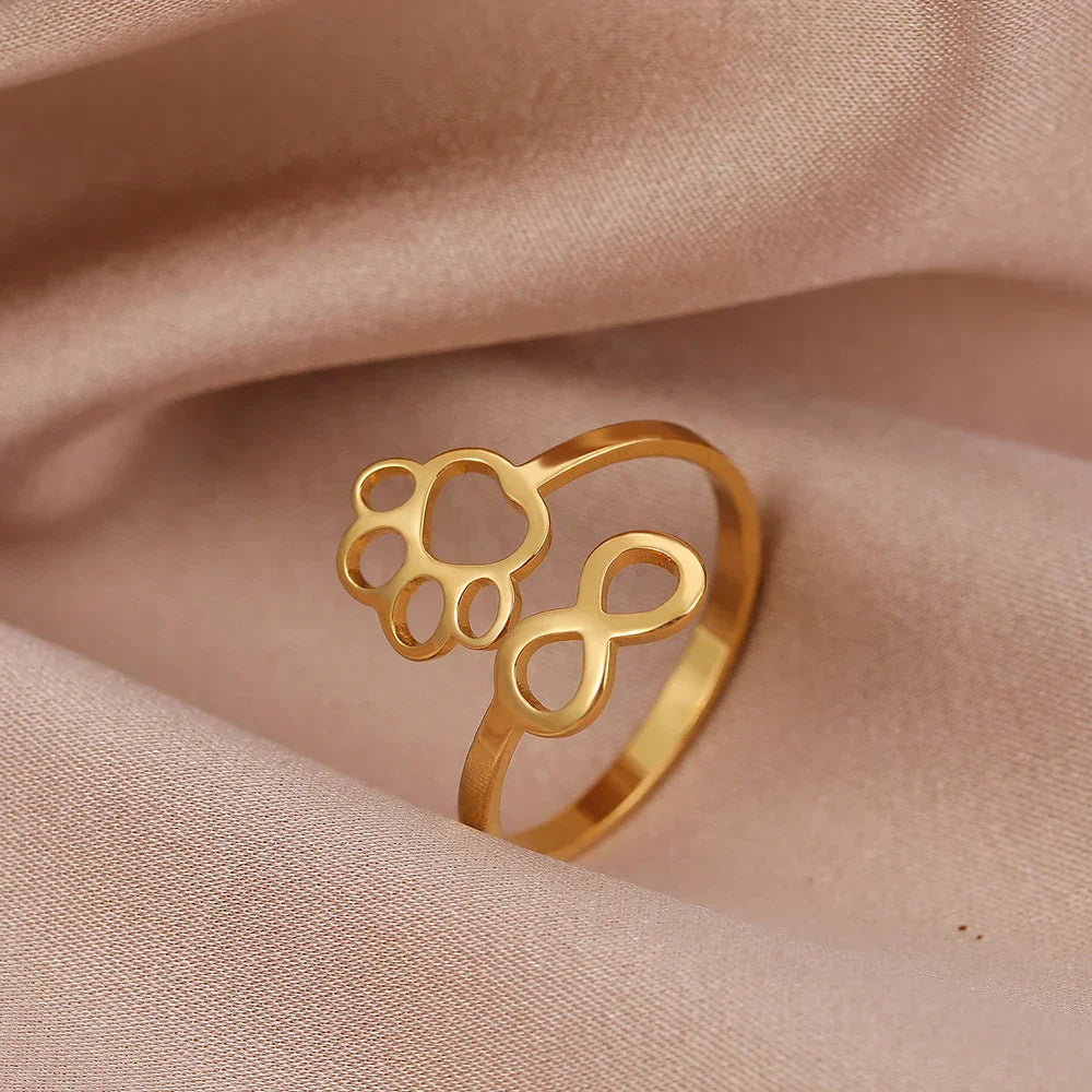 AYLA - Adjustable Infinity Paw Ring in Silver and Gold