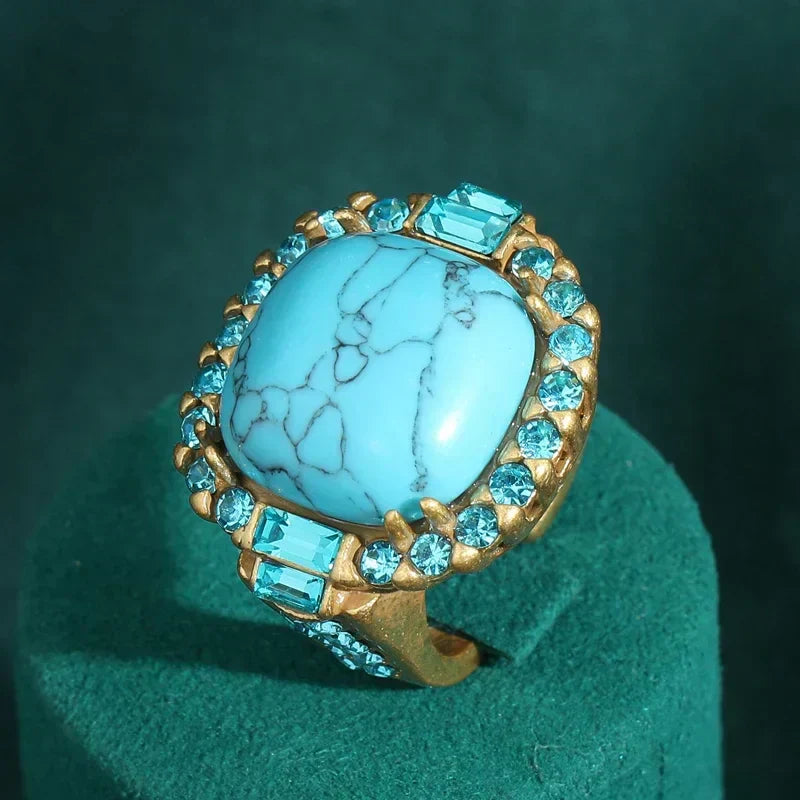 Antique Art Deco Turquoise and Gold Ring