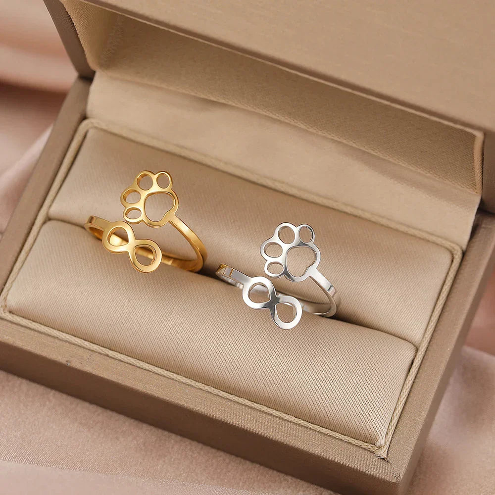 AYLA - Adjustable Infinity Paw Ring in Silver and Gold