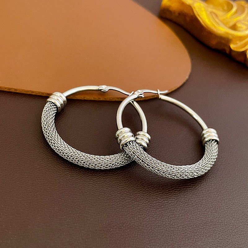 Vintage mesh patchwork hoop earrings