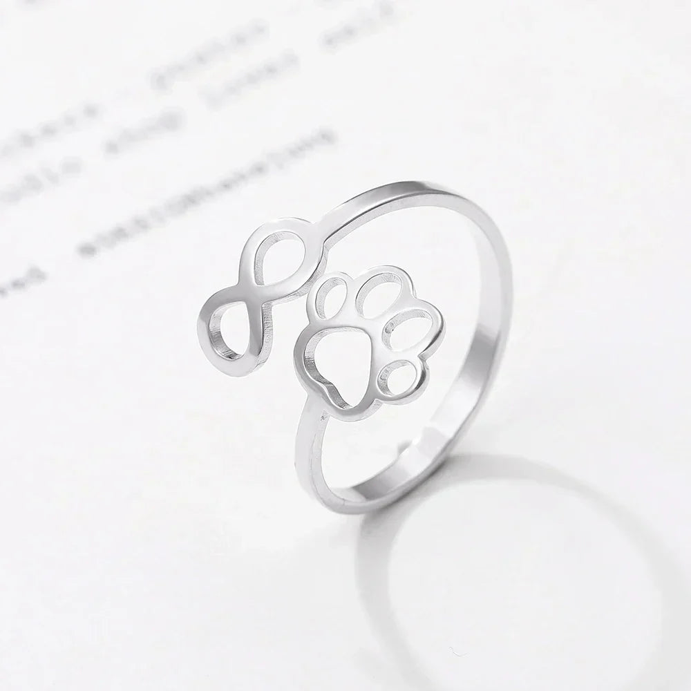 AYLA - Adjustable Infinity Paw Ring in Silver and Gold