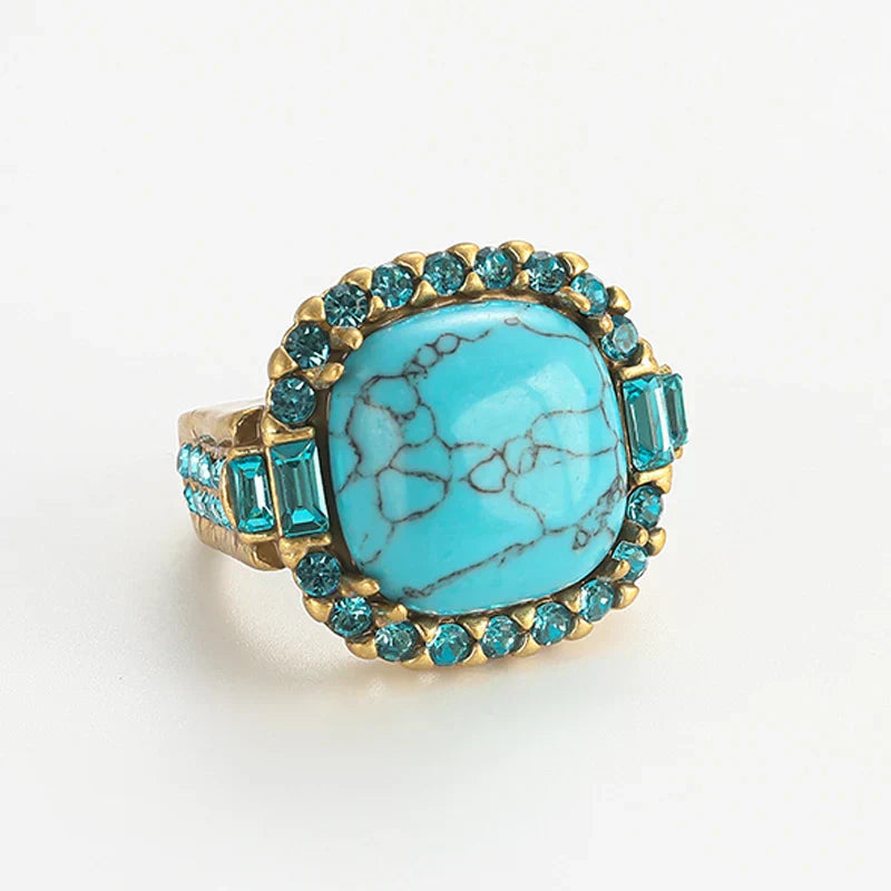 Antique Art Deco Turquoise and Gold Ring