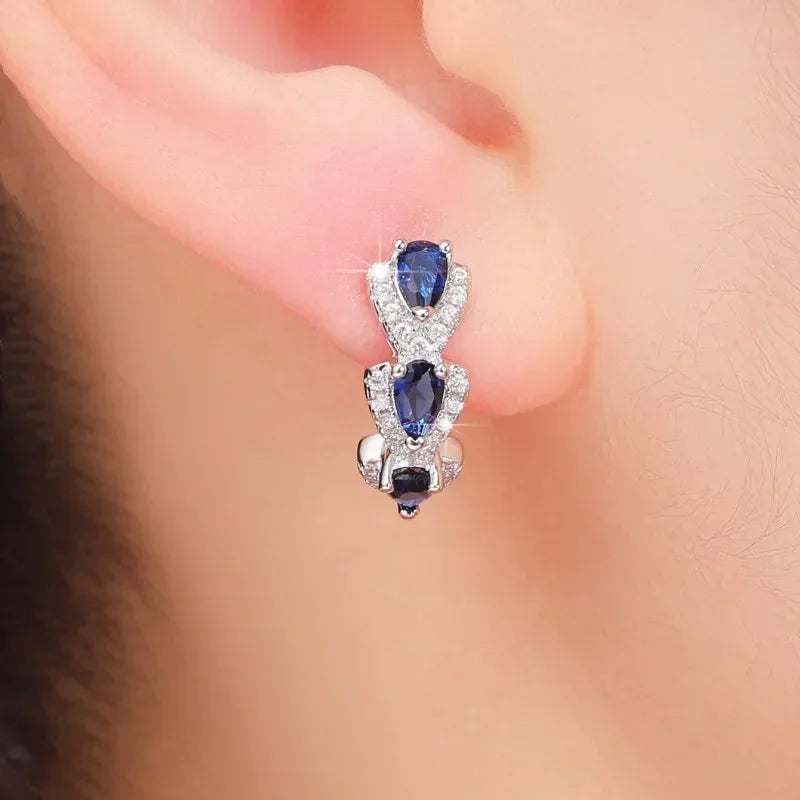Royal Sapphire Coat of Arms Earrings | White Gold