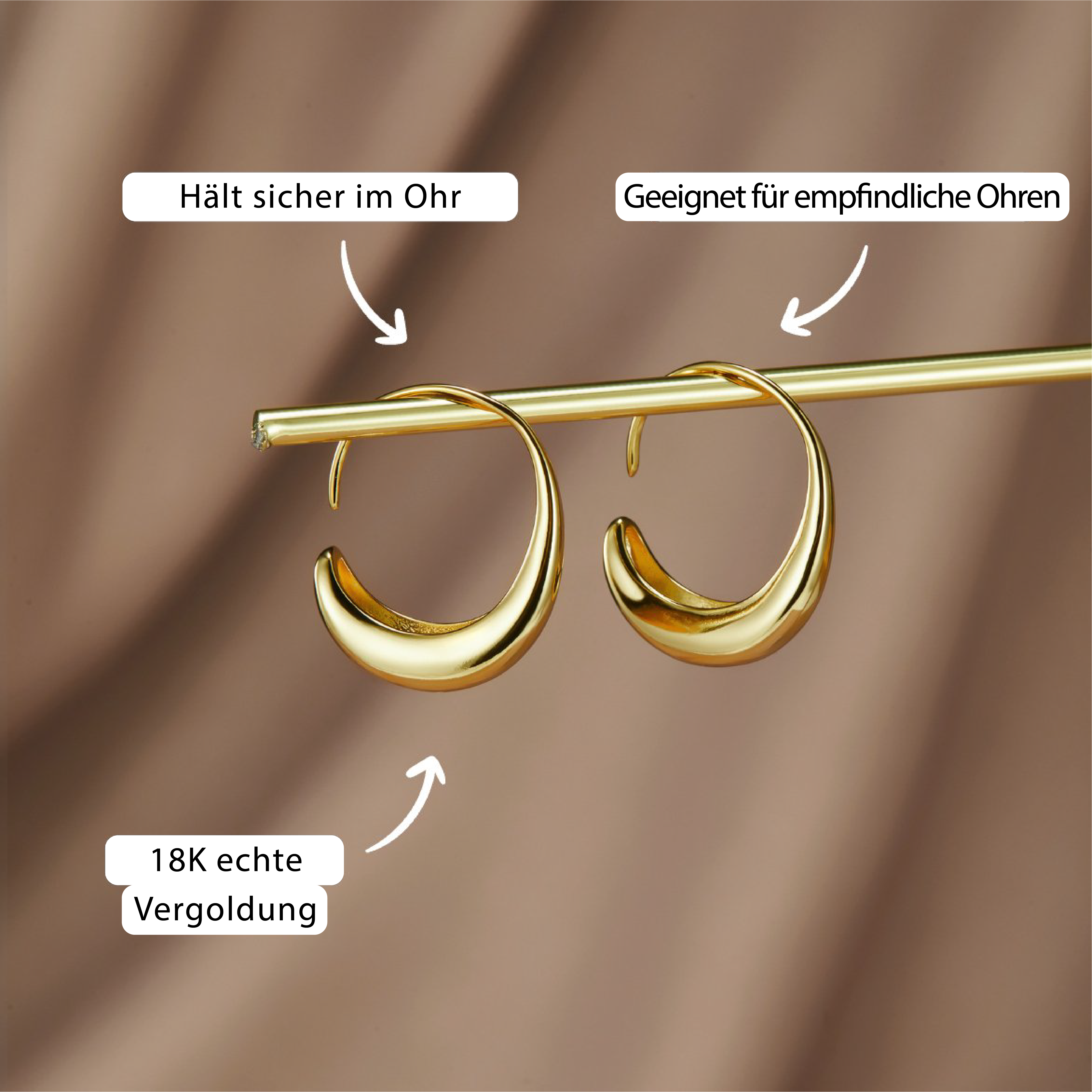 Cina - Hanging Hoop Earrings