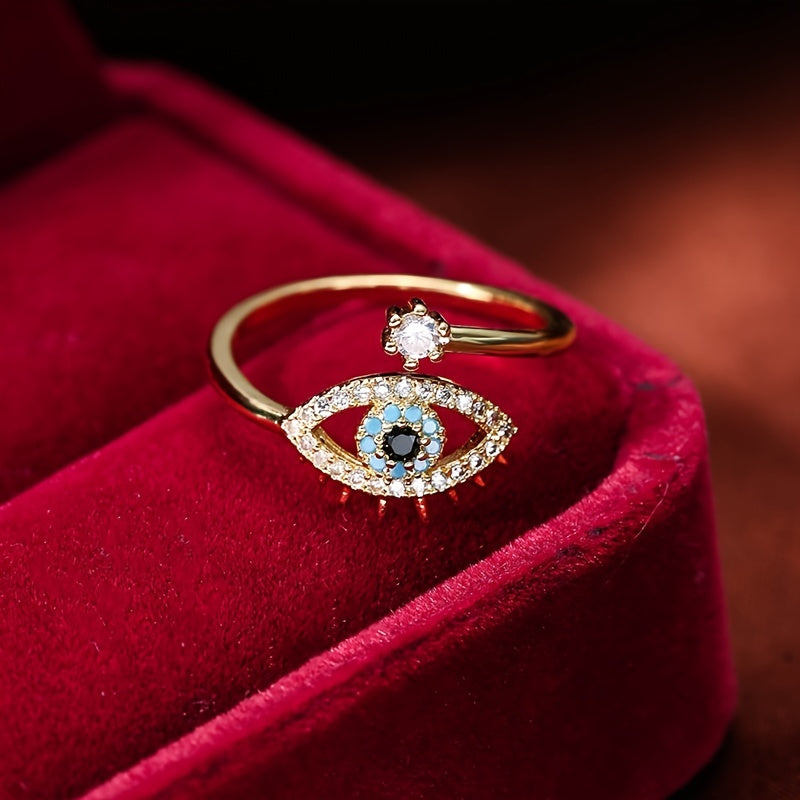 Celestial Eye Blue Gem Accent Ring for Luck & Style