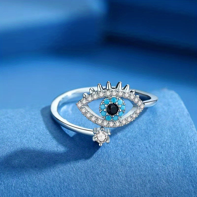 Celestial Eye Blue Gem Accent Ring for Luck & Style