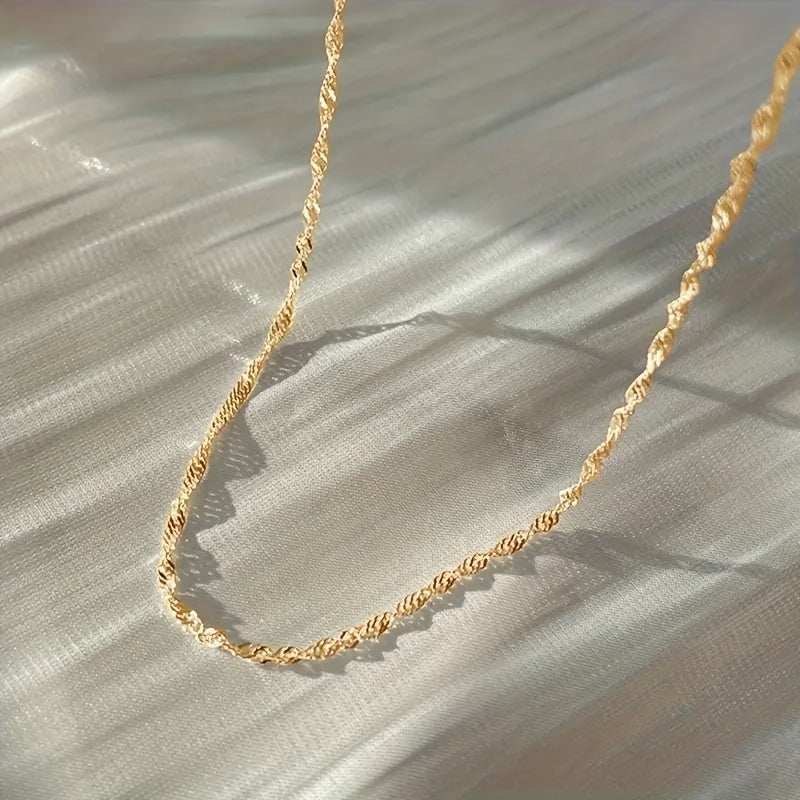 Gilded Ripple Italian S925 Gold Layering Necklace