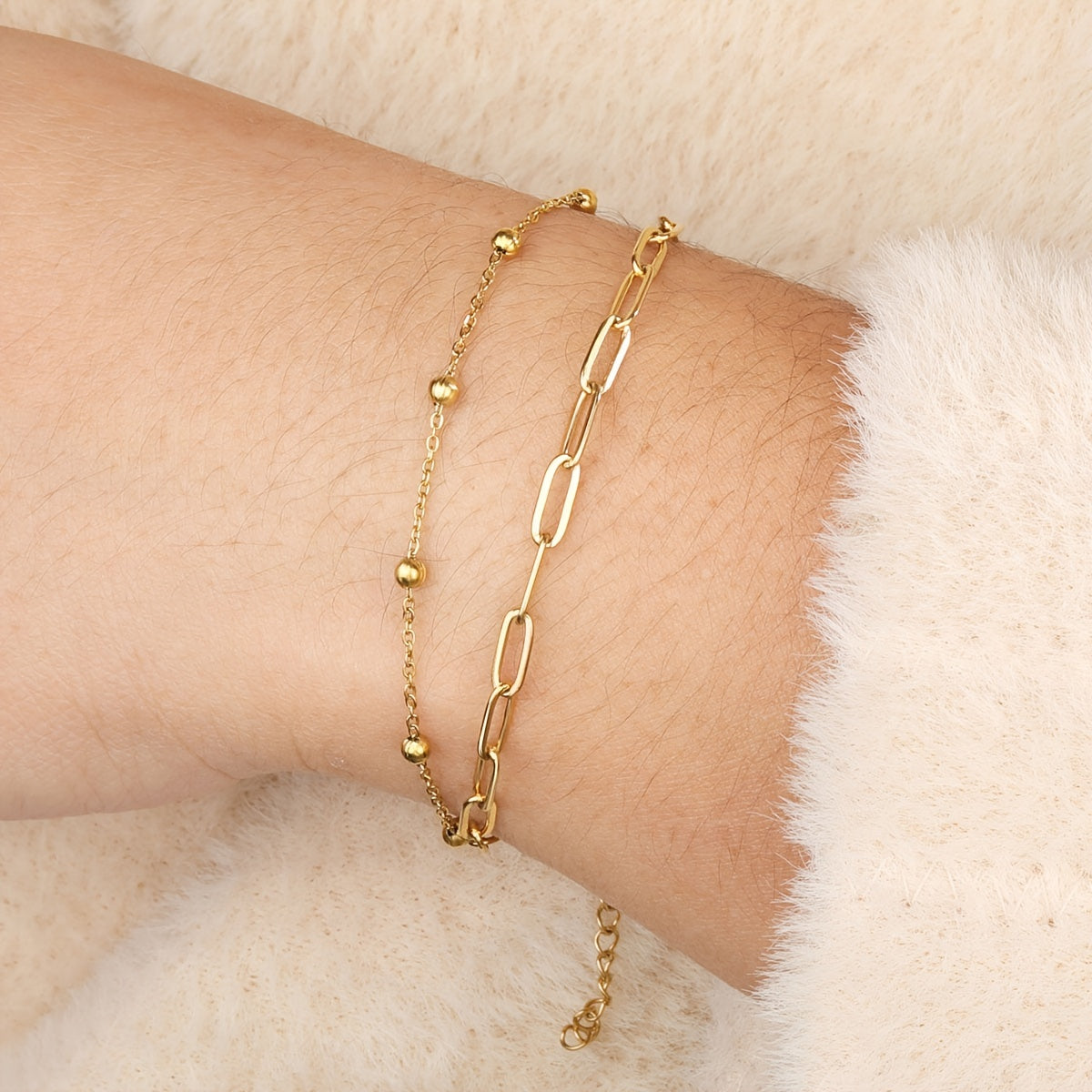 Elegant Double-Layer 18K Gold Plated Bracelet