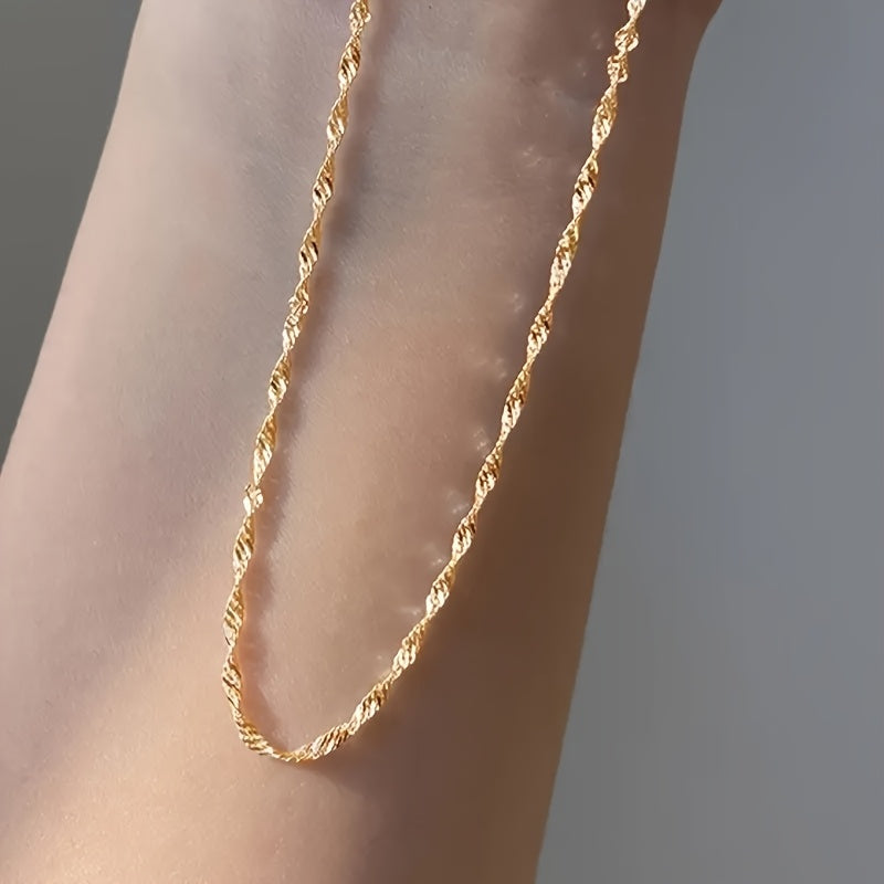 Gilded Ripple Italian S925 Gold Layering Necklace