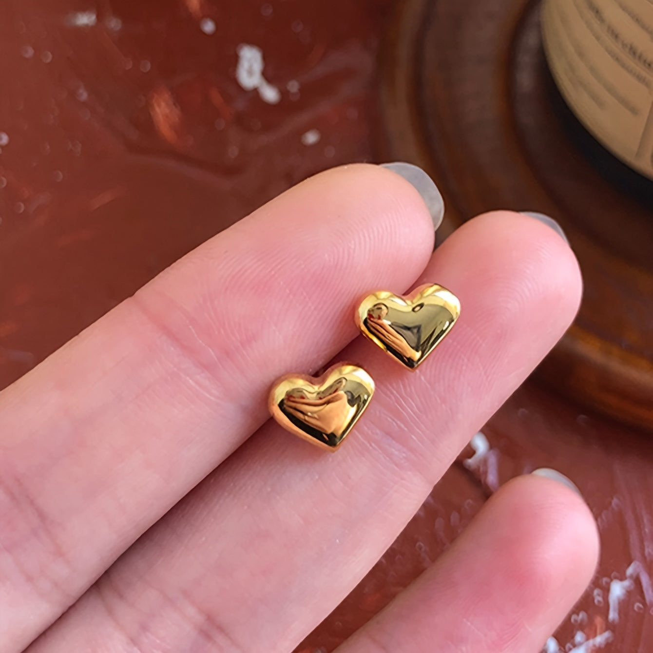 Golden Heartbeats Minimalist Studs for Everyday Elegance