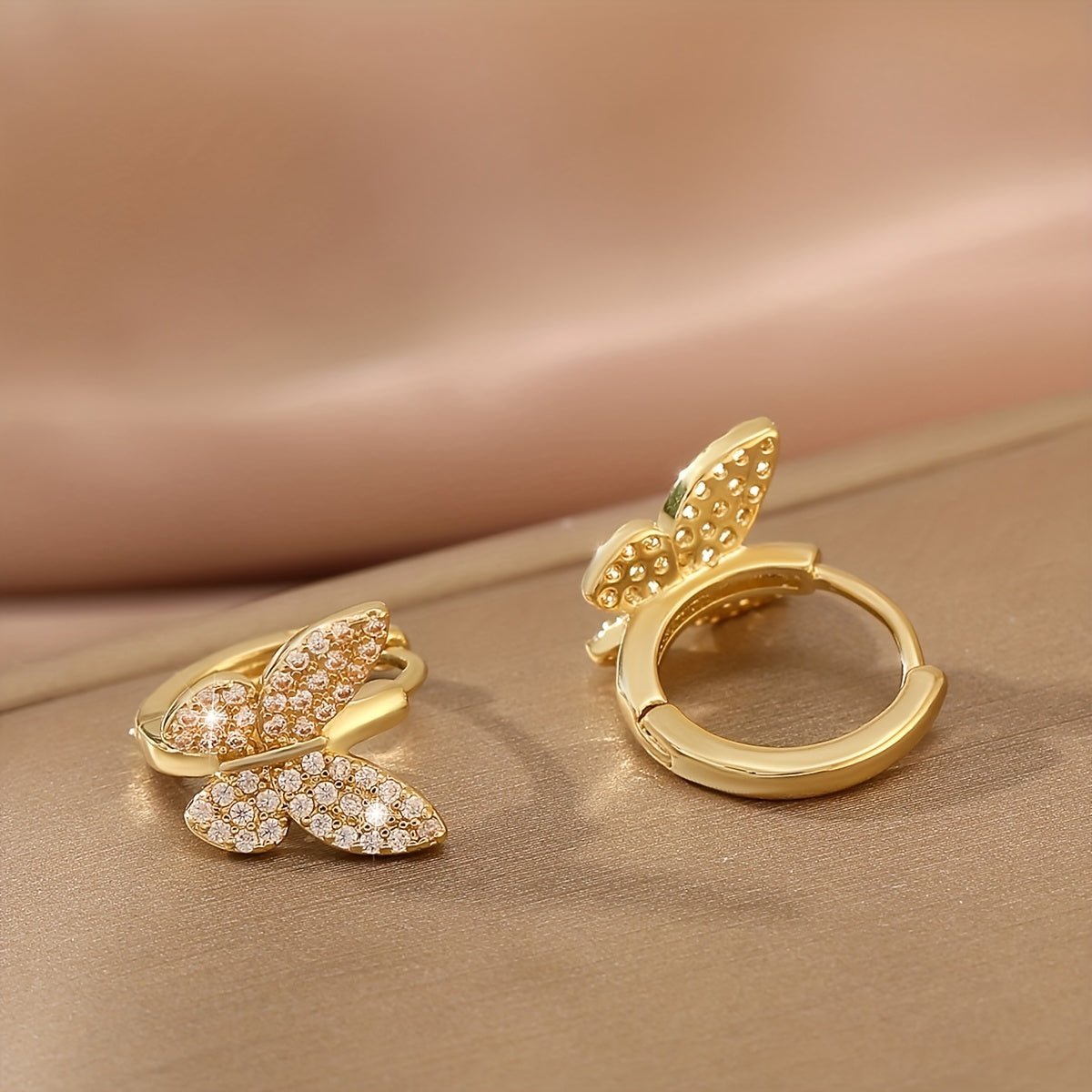 Wings of Elegance Cubic Zirconia Butterfly Hoops for Everyday Glamour