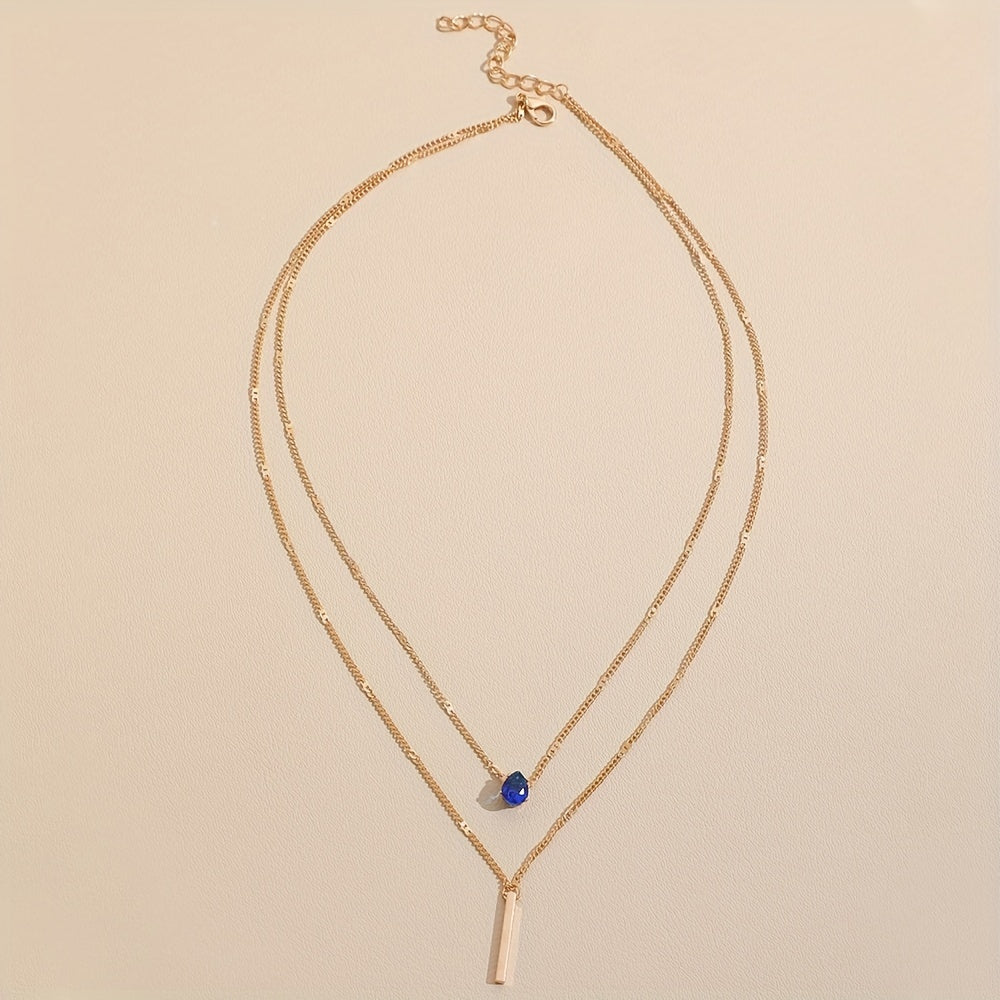Double Layer Teardrop Pendant Necklace