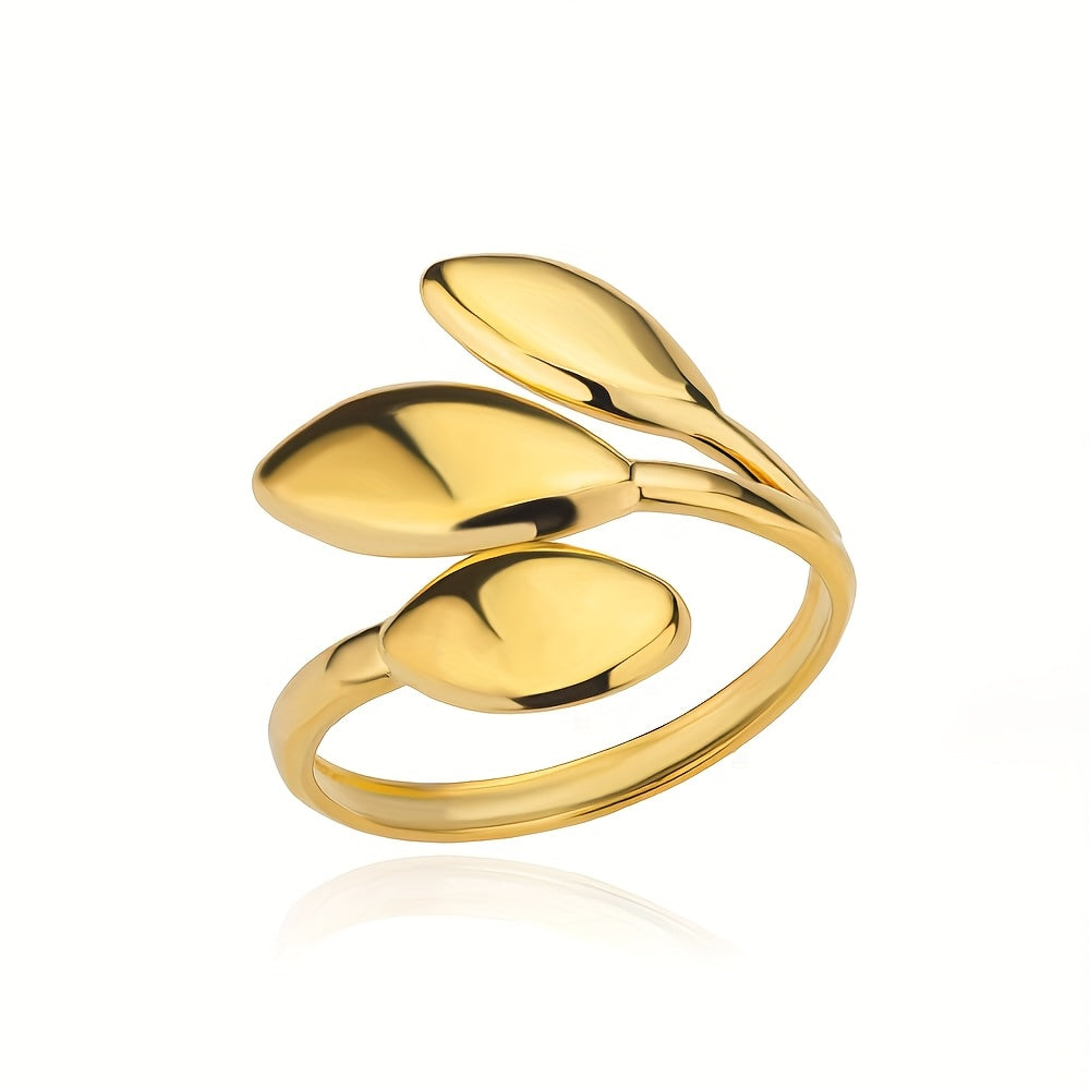 Whispering Willow Elegant Leaf Design Statement Ring