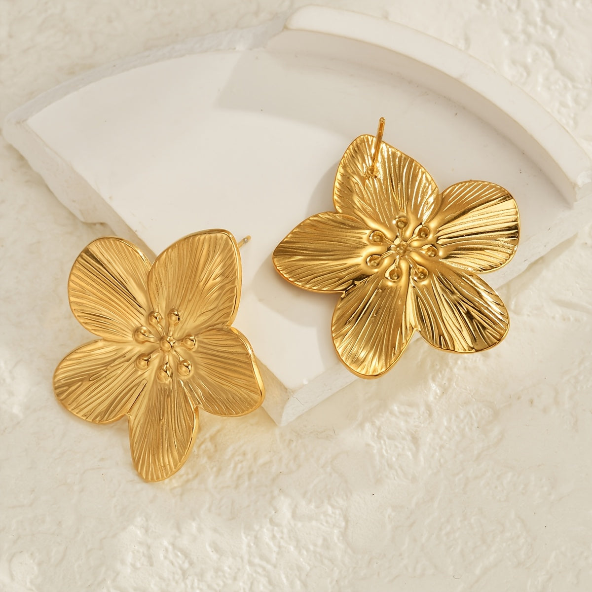 Luxe Petals Minimalist Gold Flower Earrings