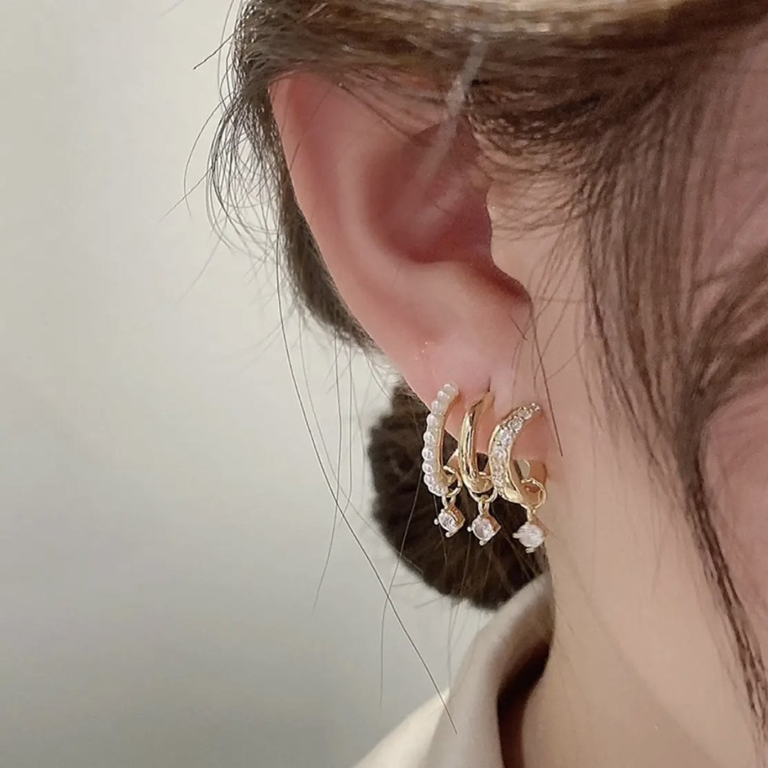 Multi-layered Zirconia inlaid earrings