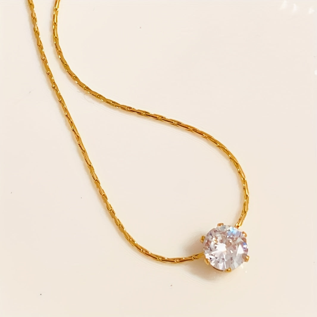 Nooxian Vintage Round Zirconia Pendant Necklace