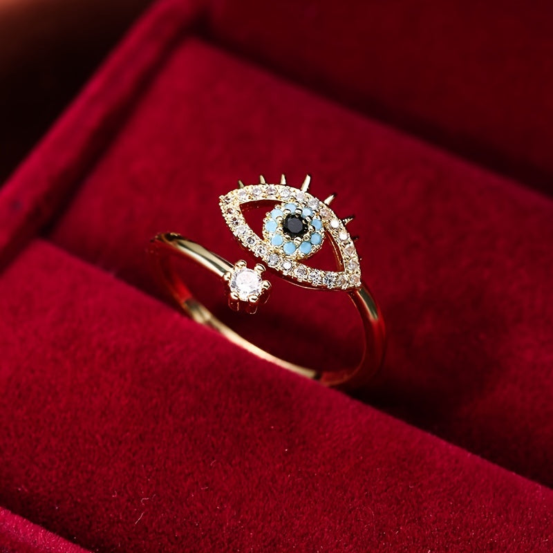 Celestial Eye Blue Gem Accent Ring for Luck & Style