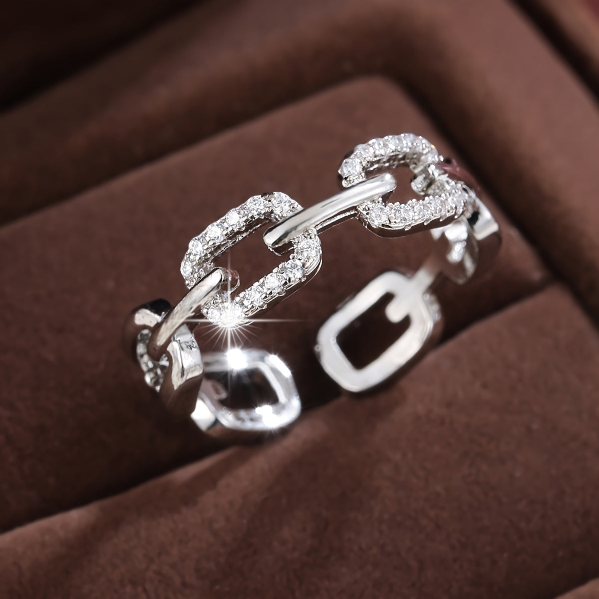 LustraBond Elegant Open Ring with Zircon Glow