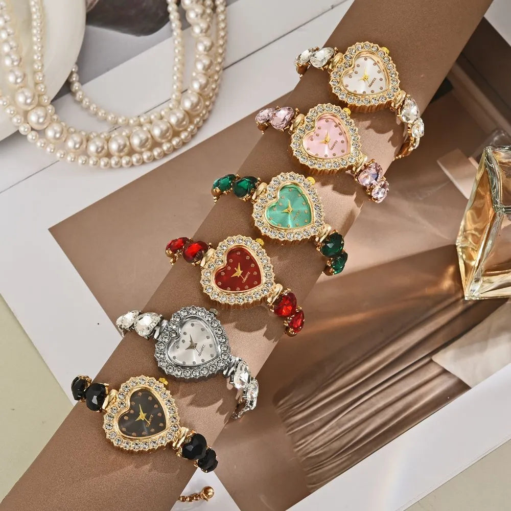 Green Bracelet Watch – Rose Gold with Zirconia Accents