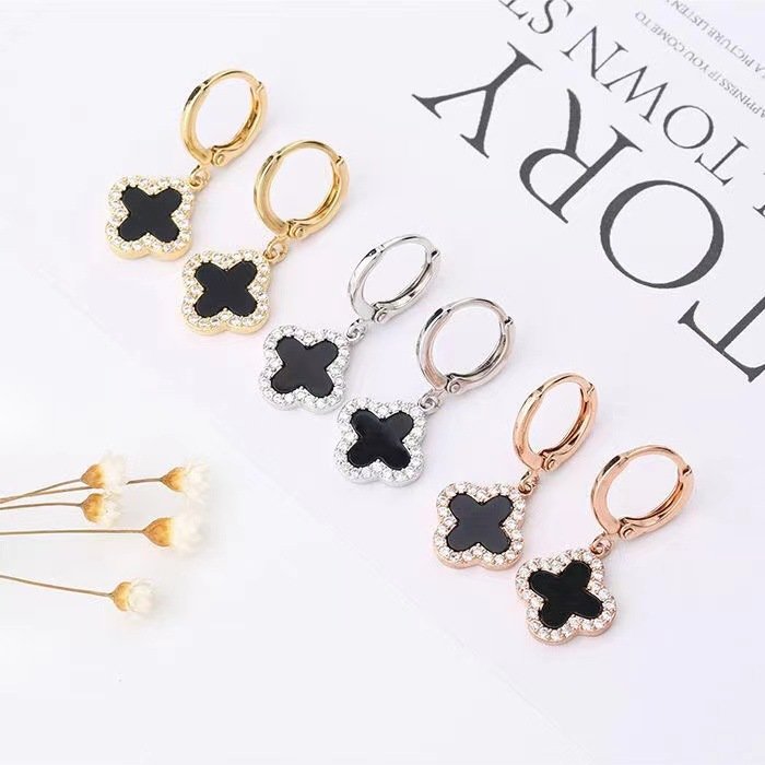 Gold-plated Clover Four Earrings