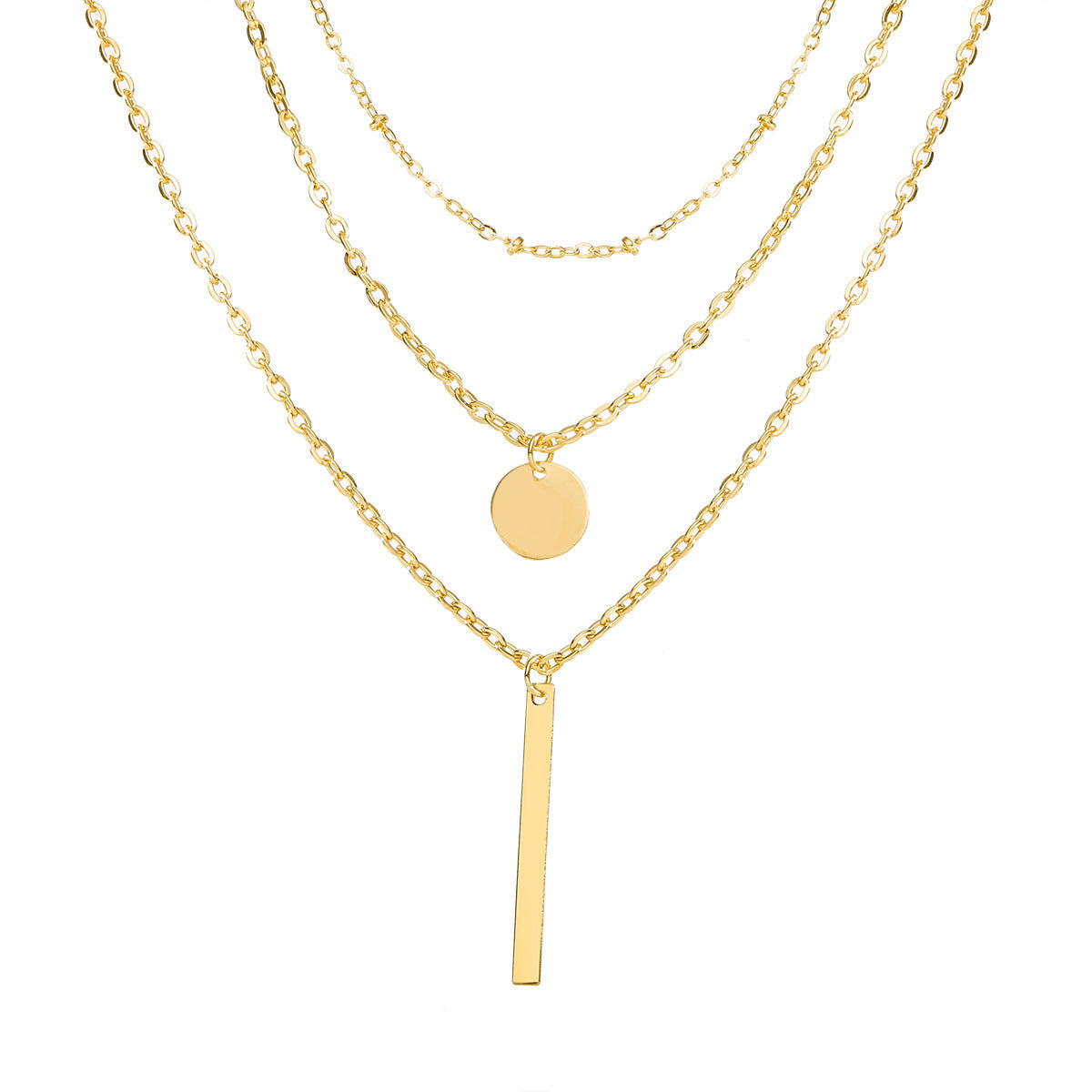 Vintage Geo layered necklace & pendant necklace
